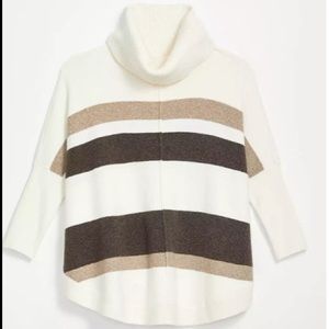 LOFT Striped Shirttail Poncho Sweater